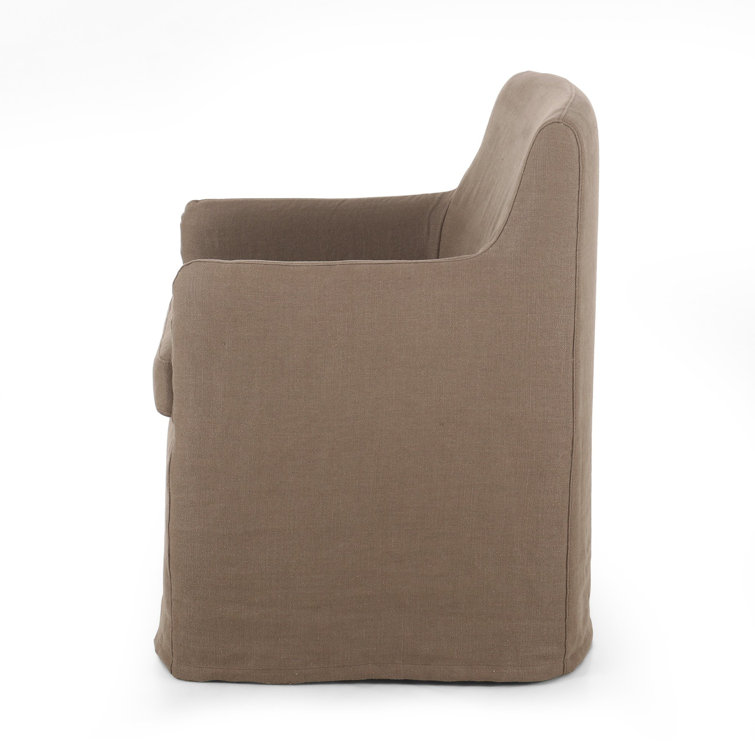 Brussels Mushroom Upholstered Arm Chair with Slipcover