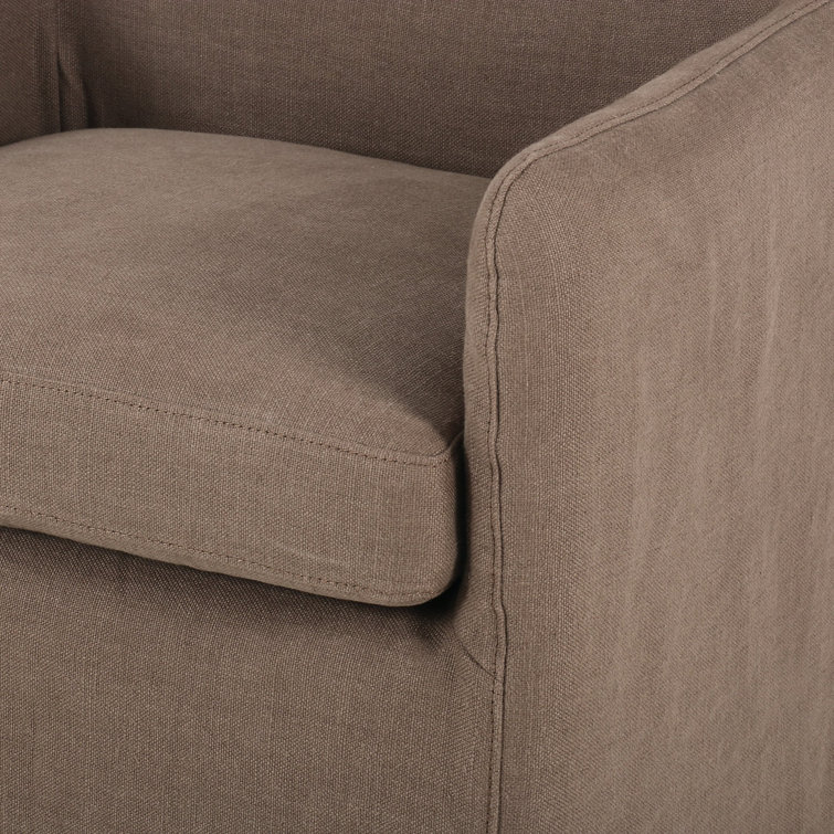 Brussels Mushroom Upholstered Arm Chair with Slipcover