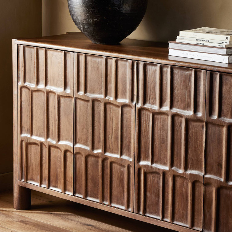 Ezri 98'' Cocoa Oak Carved Sideboard