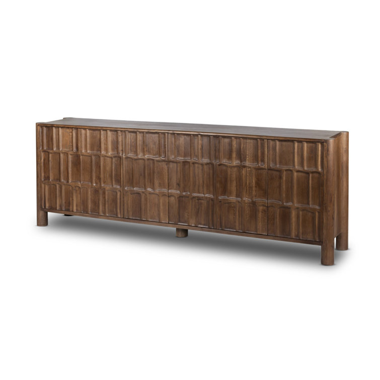 Ezri 98'' Cocoa Oak Carved Sideboard