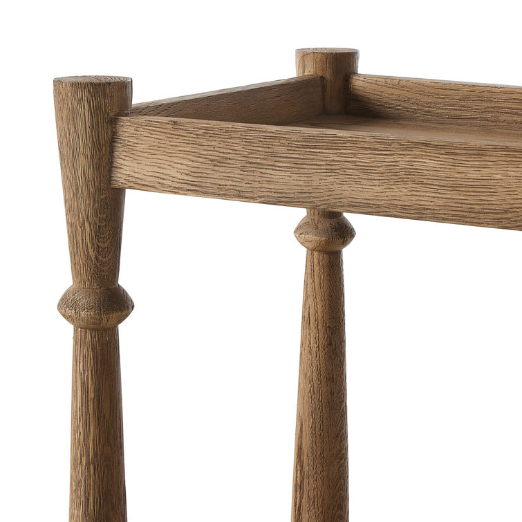 Light Wash Oak Bar Cart with Storage and Wheels