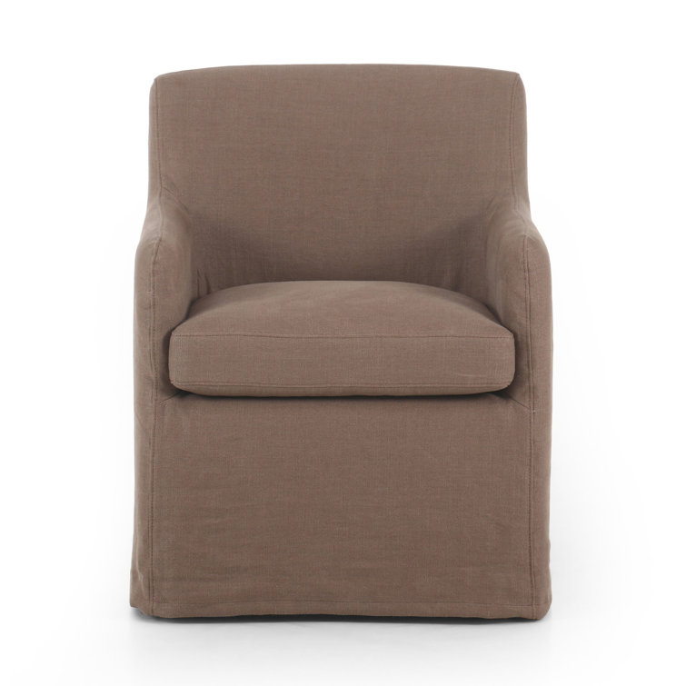 Brussels Mushroom Upholstered Arm Chair with Slipcover