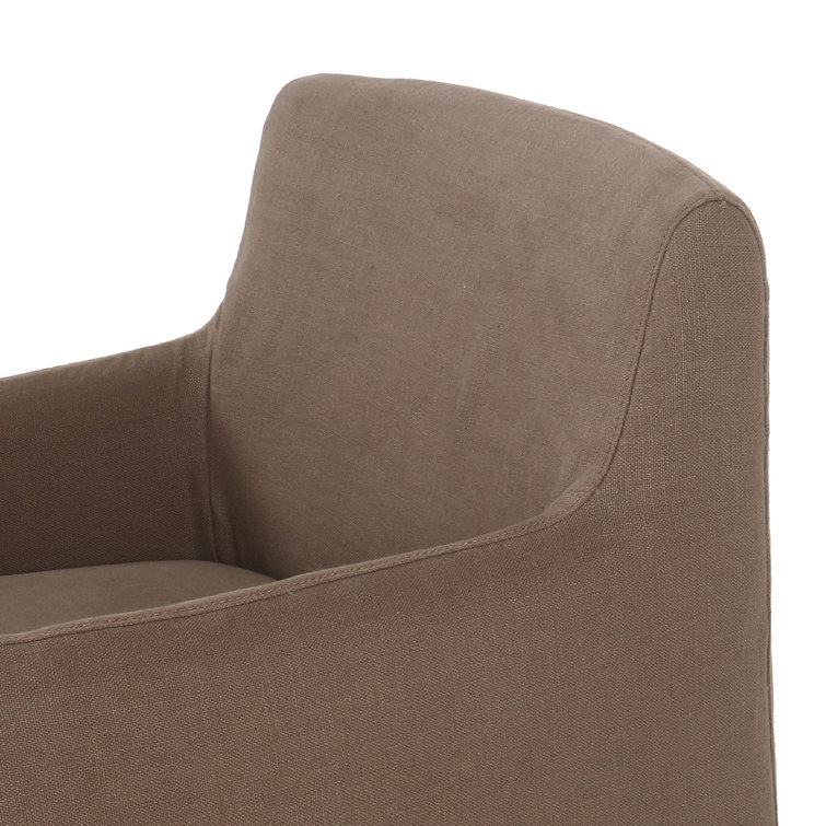 Brussels Mushroom Upholstered Arm Chair with Slipcover