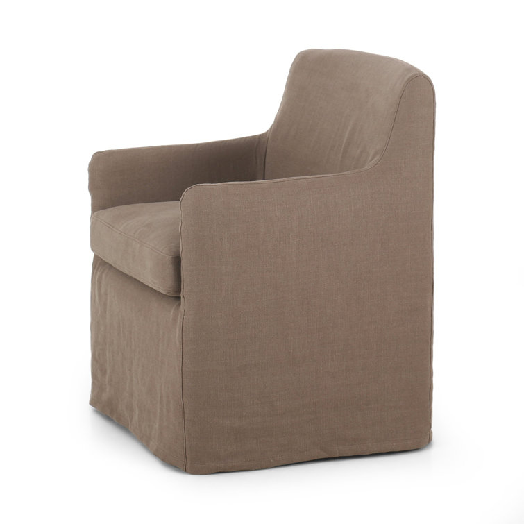 Brussels Mushroom Upholstered Arm Chair with Slipcover