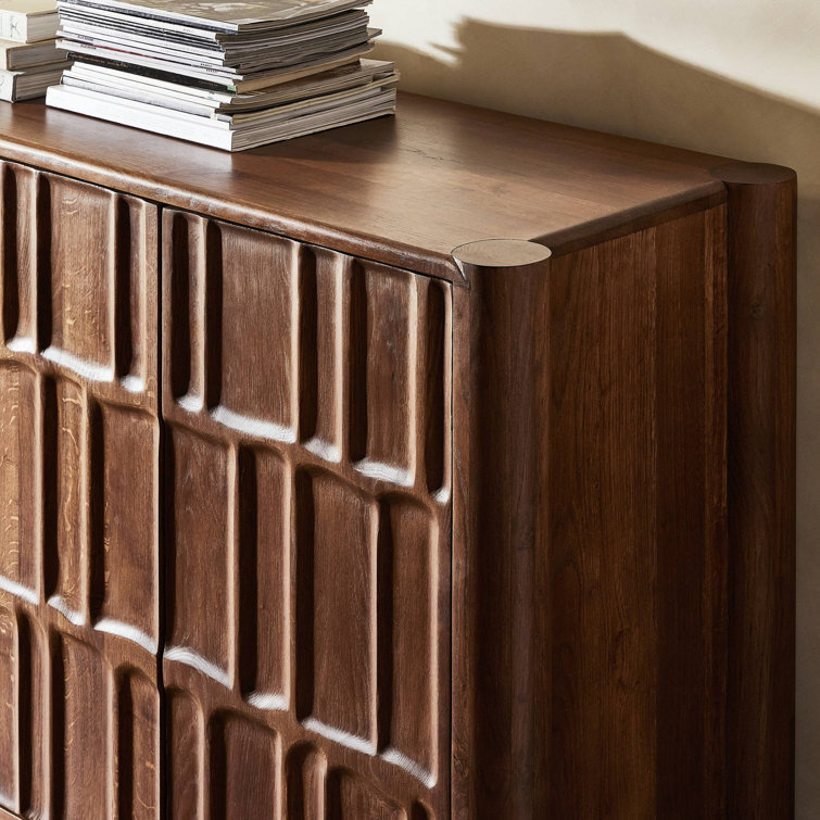 Ezri 98'' Cocoa Oak Carved Sideboard