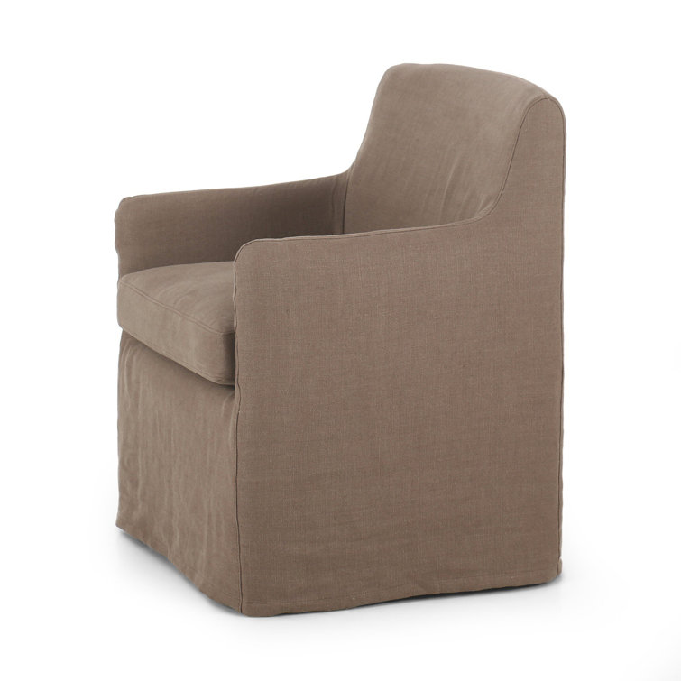Brussels Mushroom Upholstered Arm Chair with Slipcover