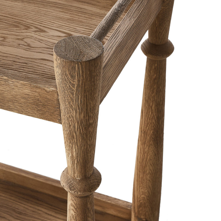 Light Wash Oak Bar Cart with Storage and Wheels