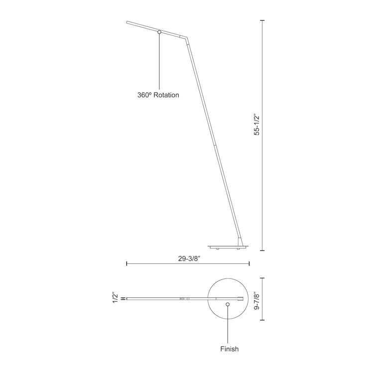 Arc 55.5'' Adjustable White LED Swing Arm Floor Lamp
