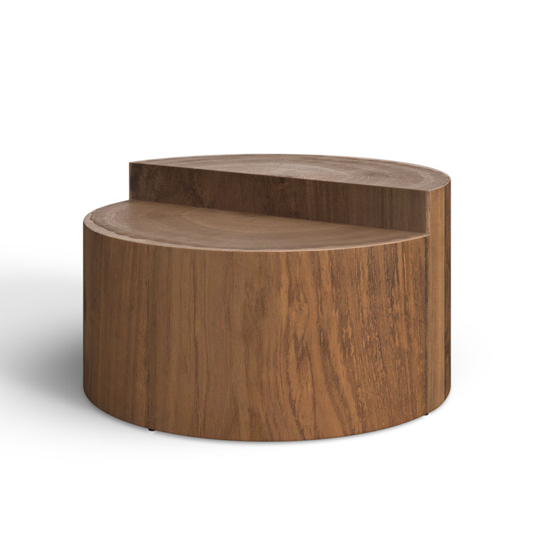 Modern Caramel Oak Round Coffee Table, 28 Inch