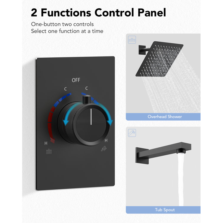 Matte Black Wall Mounted Rain Shower Faucet Set