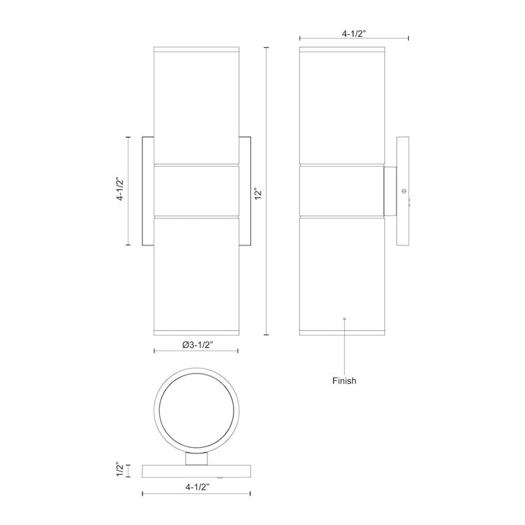 Lund Gray Aluminum 12" Dimmable LED Cylinder Wall Light