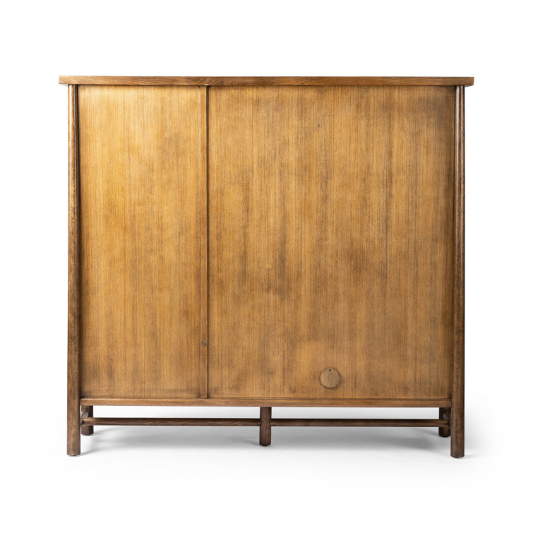 Dark Toasted Oak Veneer 3-Door Freestanding Cabinet
