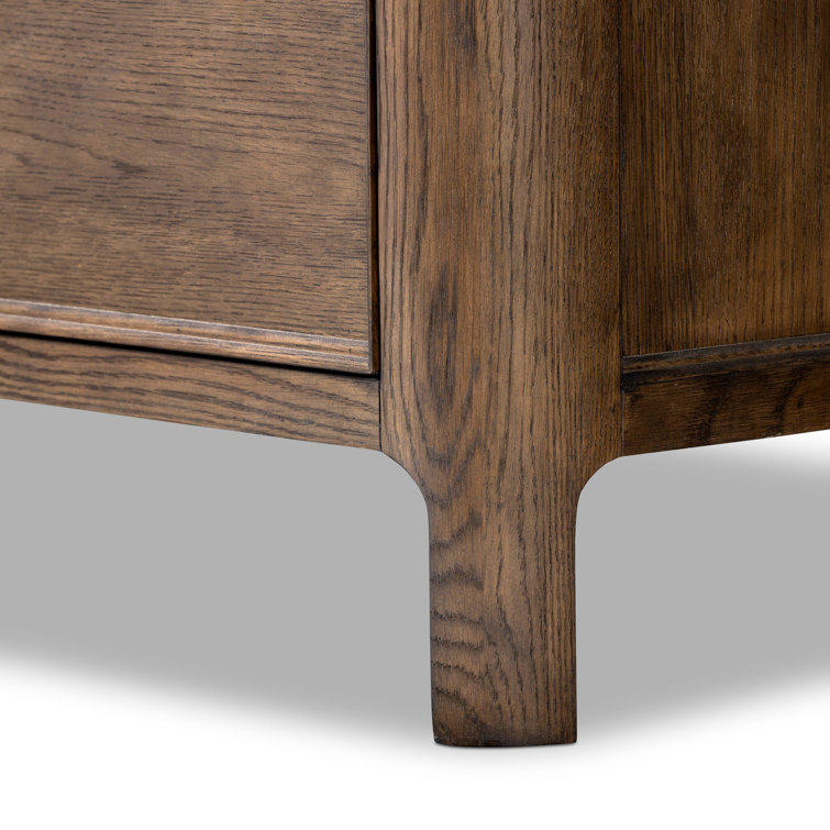 Aged Oak 2-Drawer Nightstand with Gunmetal Pulls