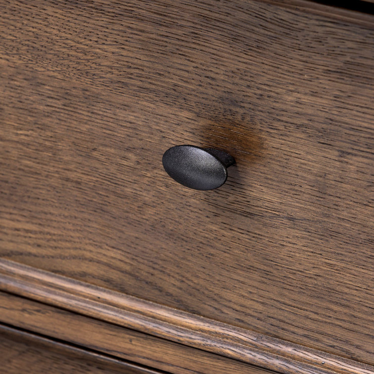 Aged Oak 2-Drawer Nightstand with Gunmetal Pulls