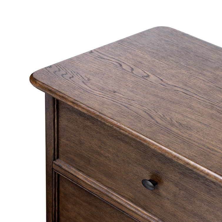Aged Oak 2-Drawer Nightstand with Gunmetal Pulls