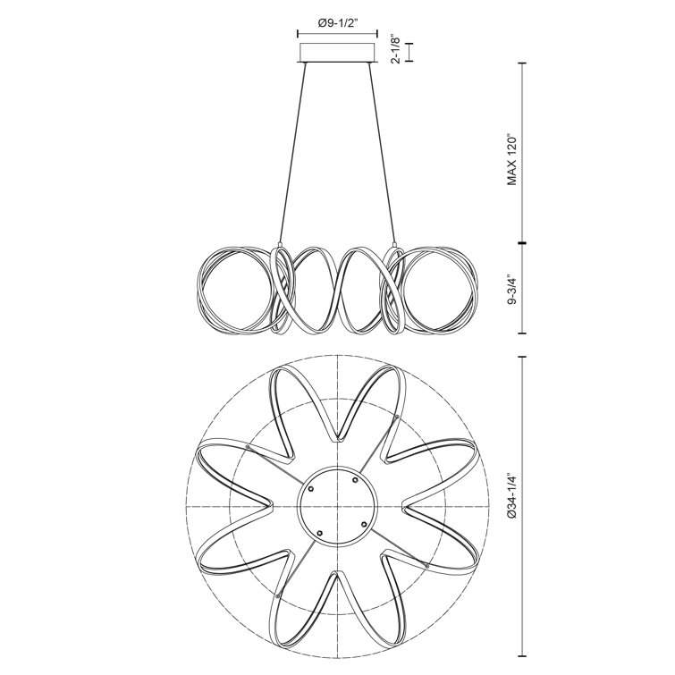 Synergy Black LED Chandelier with Soft Light Opal Lens