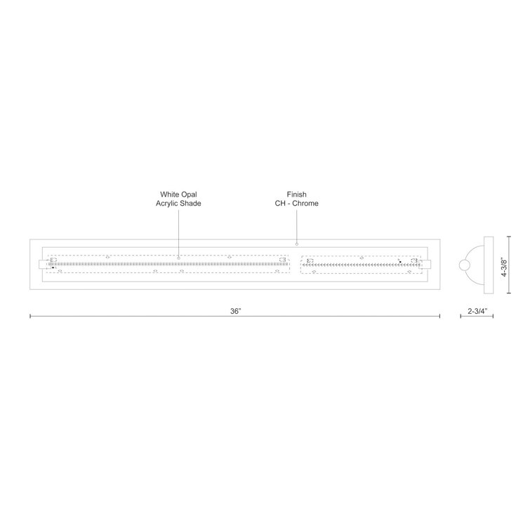 Charlotte Chrome 36" LED Dimmable Bath Vanity Light
