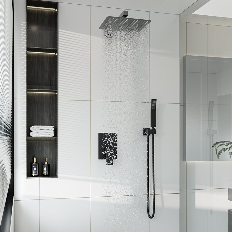 Matte Black Dual Function Square Rain Shower System