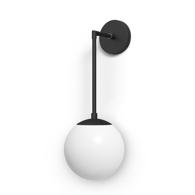 Warby Black Steel and Etched Opal Glass Dimmable Sconce