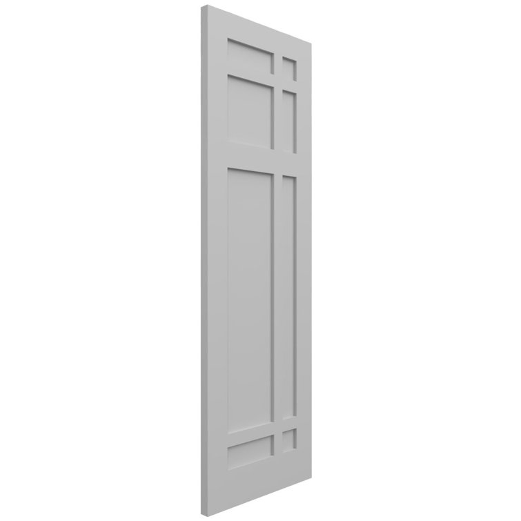 Primed Gray PVC Mission Style Fixed Mount Shutters, 12"W x 35"H