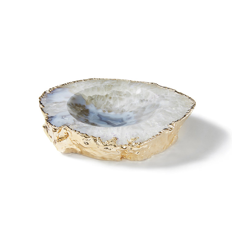 Natural Gemstone and Gold Handcrafted Decorative Bowl