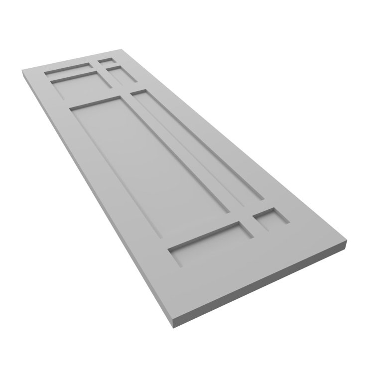 Primed Gray PVC Mission Style Fixed Mount Shutters, 12"W x 35"H