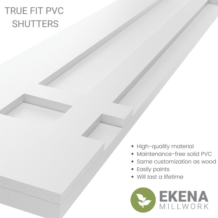 Primed Gray PVC Mission Style Fixed Mount Shutters, 12"W x 35"H