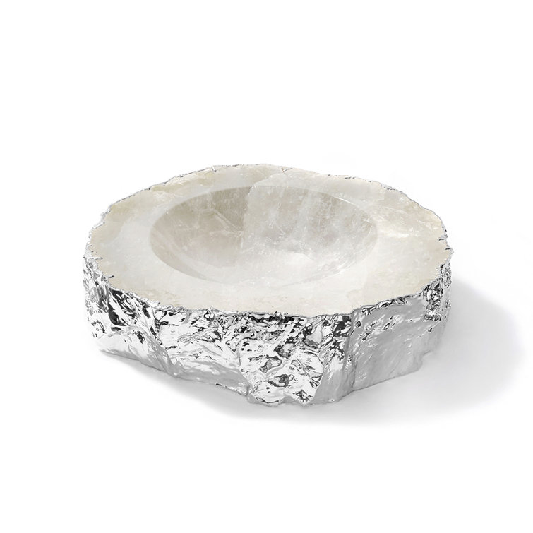 Handcrafted Round Silver Gemstone Decorative Bowl