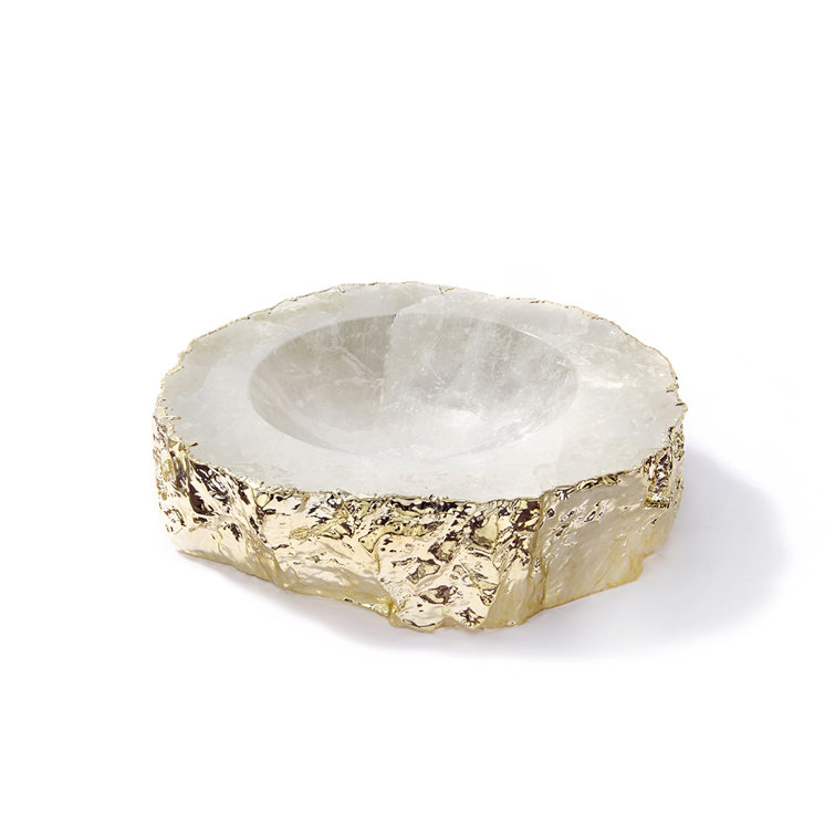 Handcrafted Crystal and Silver Gemstone Decorative Bowl