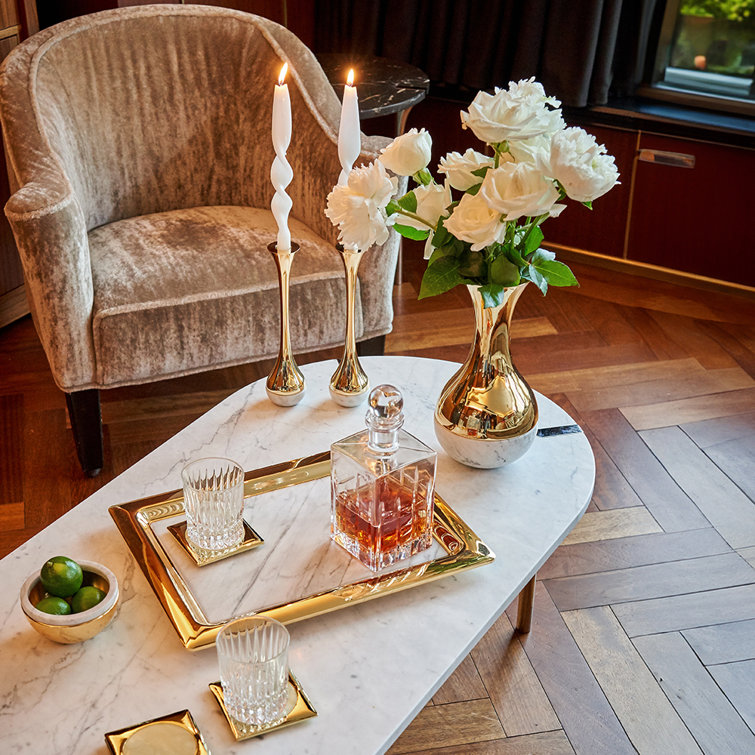 Gold and Carrara Marble Dual Vase