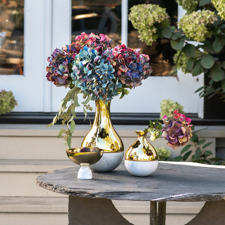 Gold and Carrara Marble Dual Vase