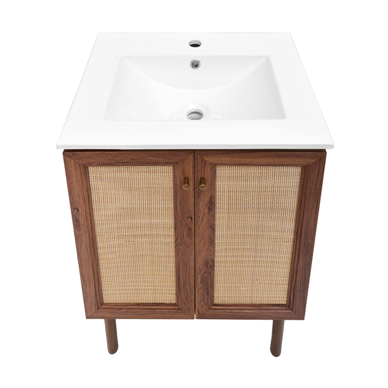 Classe 24" Dark Walnut Freestanding Bathroom Vanity with Cane Doors