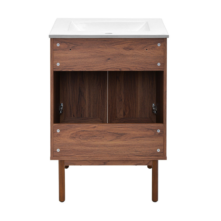 Classe 24" Dark Walnut Freestanding Bathroom Vanity with Cane Doors