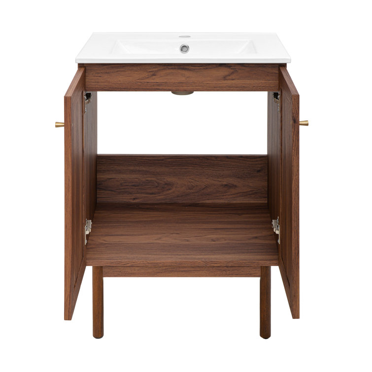Classe 24" Dark Walnut Freestanding Bathroom Vanity with Cane Doors