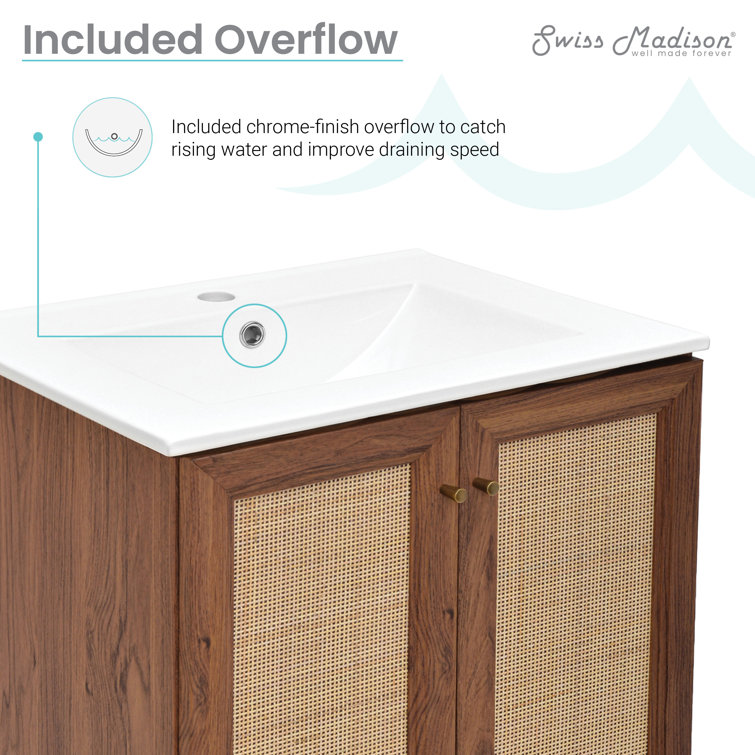 Classe 24" Dark Walnut Freestanding Bathroom Vanity with Cane Doors