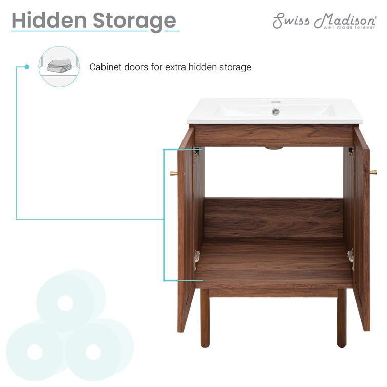 Classe 24" Dark Walnut Freestanding Bathroom Vanity with Cane Doors