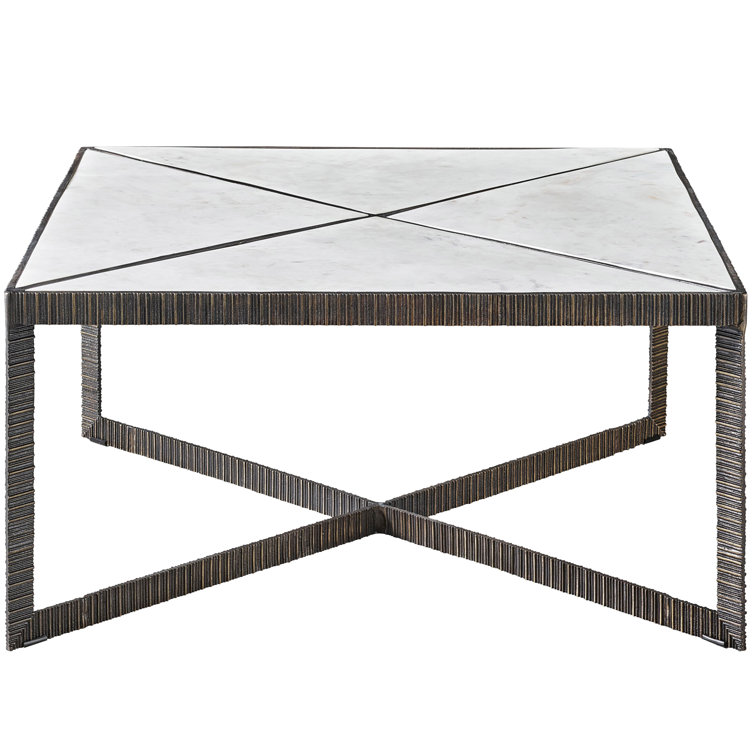 Square Marble Top Metal Frame Coffee Table