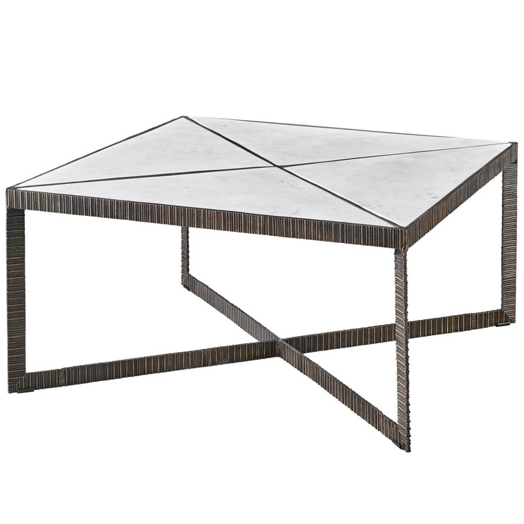 Square Marble Top Metal Frame Coffee Table