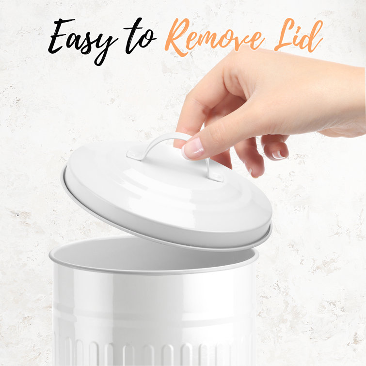 White Metal Farmhouse Freestanding Toilet Paper Holder with Lid