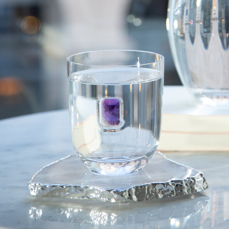 Clear Amethyst Old Fashioned Whiskey Glass Set