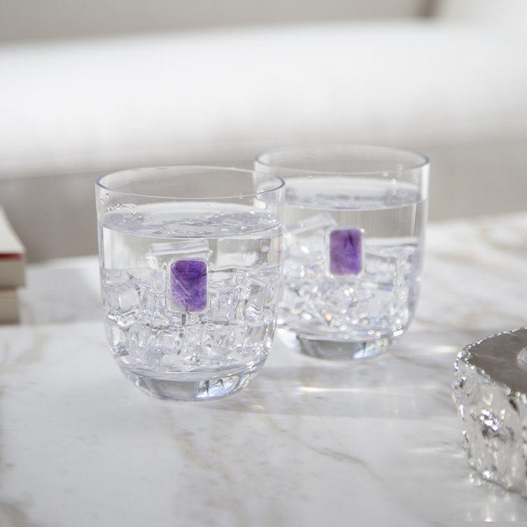 Clear Amethyst Old Fashioned Whiskey Glass Set