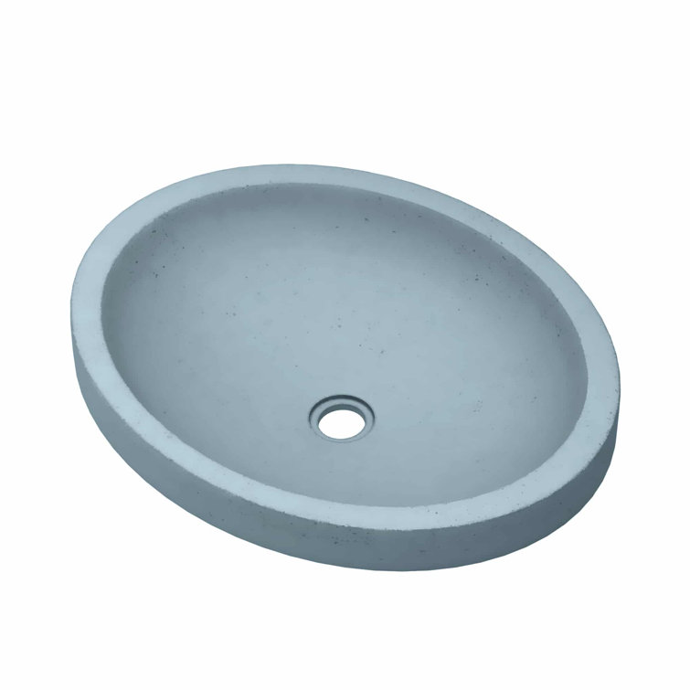 Ocean Blue Concrete Oval Drop-In Bathroom Sink