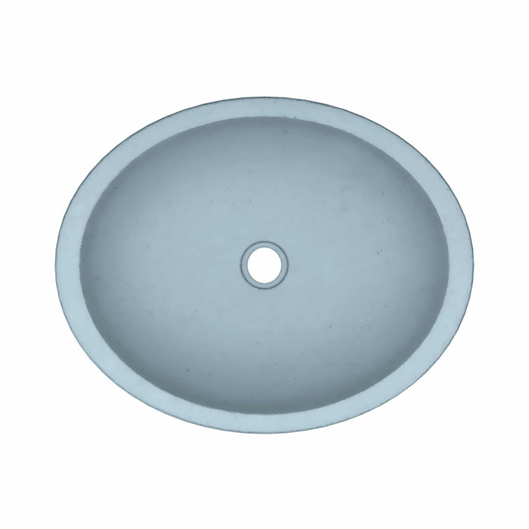 Ocean Blue Concrete Oval Drop-In Bathroom Sink