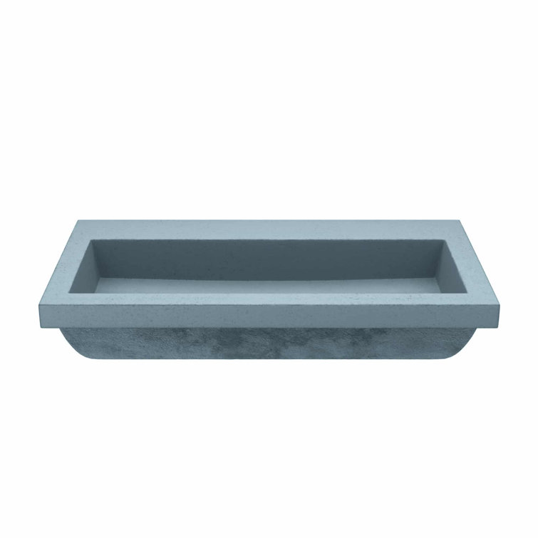 Ocean Blue Concrete Rectangular Bathroom Sink, 36-inch