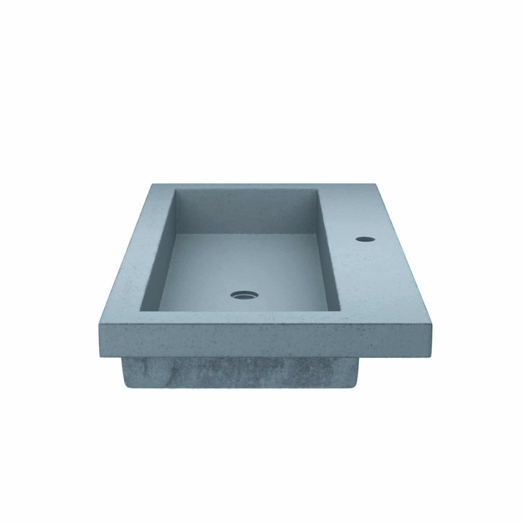 Ocean Blue Concrete Rectangular Bathroom Sink, 36-inch