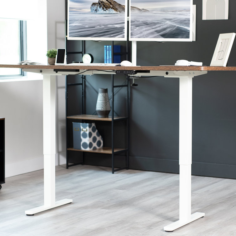 VIVO White Electric Height Adjustable Dual Motor Desk Frame