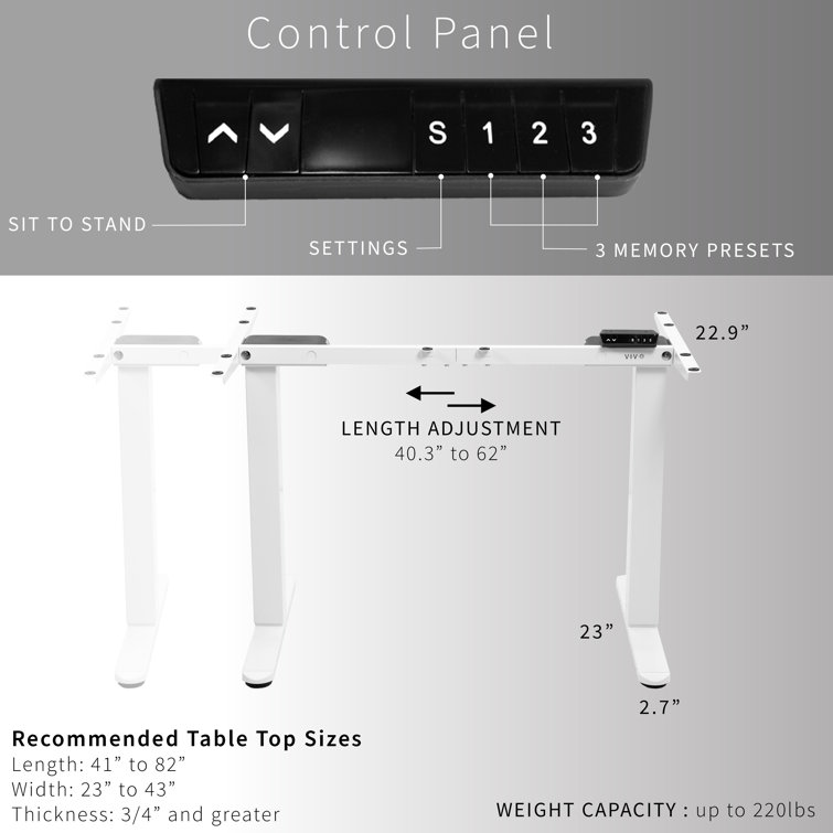 VIVO White Electric Height Adjustable Dual Motor Desk Frame