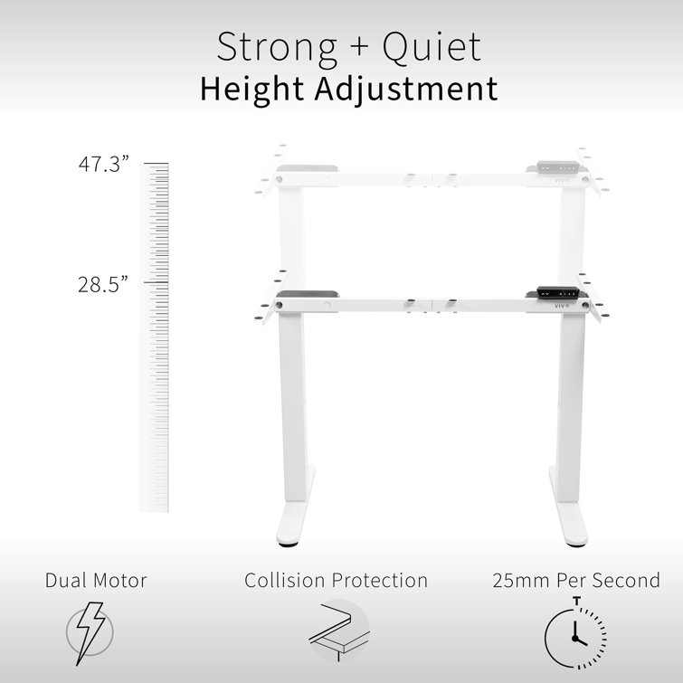 VIVO White Electric Height Adjustable Dual Motor Desk Frame