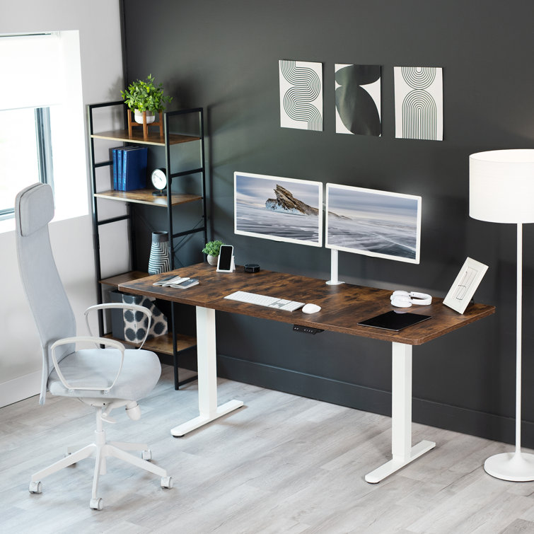 VIVO White Electric Height Adjustable Dual Motor Desk Frame