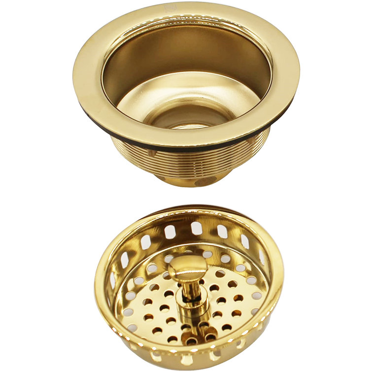 Polished Brass Kitchen Sink Basket Strainer with Stopper